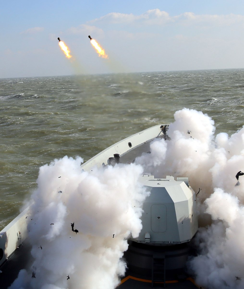 Nice pics of Chinese Navy Type 054A frigates JINGZHOU 532 and XIANGTAN 531 on live-fire exercises this month in the East China Sea. Both these frigates commissioned in 2016. The Chinese Navy is putting out considerably better operational images these days than the US Navy.   