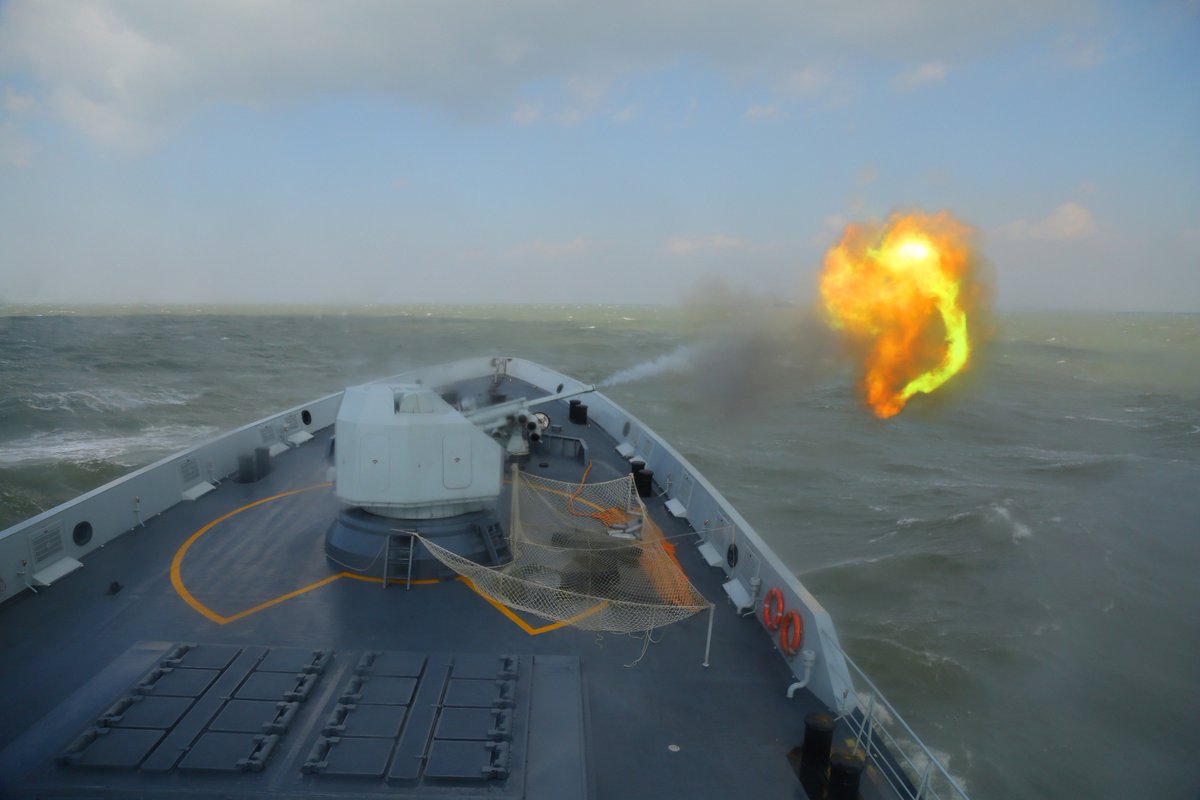 Nice pics of Chinese Navy Type 054A frigates JINGZHOU 532 and XIANGTAN 531 on live-fire exercises this month in the East China Sea. Both these frigates commissioned in 2016. The Chinese Navy is putting out considerably better operational images these days than the US Navy.   