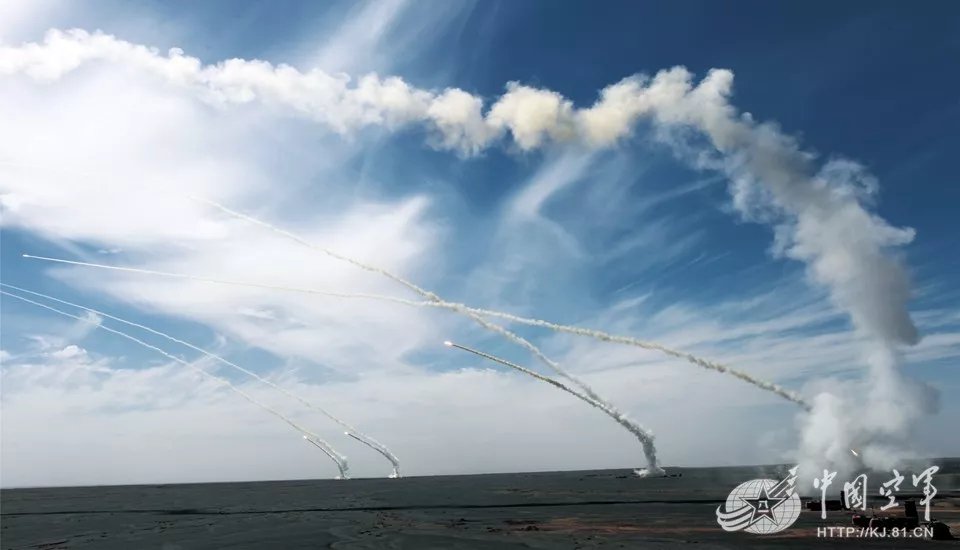 Newly released from CPC military. nine HQ-16 missiles launched together. (judged from the shape of the TEL, not entirely sure).   