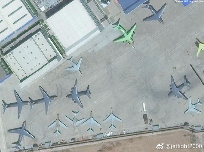 Y-20A production continues at high level  This image taken on 12. June demonstrates that production of the Y-20A transport is continuing at XAC on a high level. Alone in this section 7 Y-20As were seen - 6 already painted and sevceral still without their engines - can be seen.   