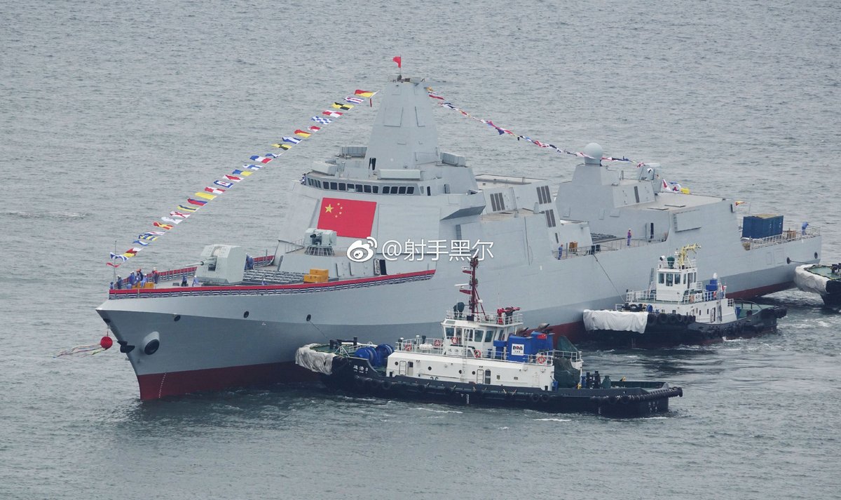 Two new 055 destroyers launched today at the same time