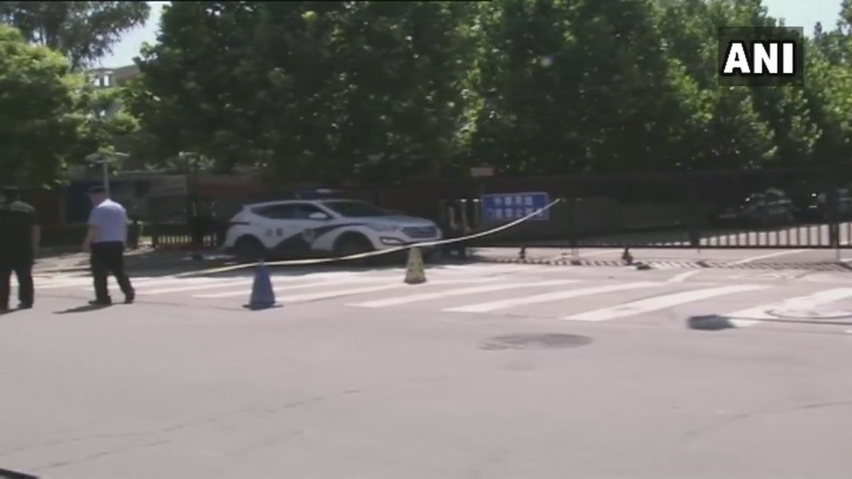 China: Visuals from outside the US Embassy in Beijing where a blast has occurred