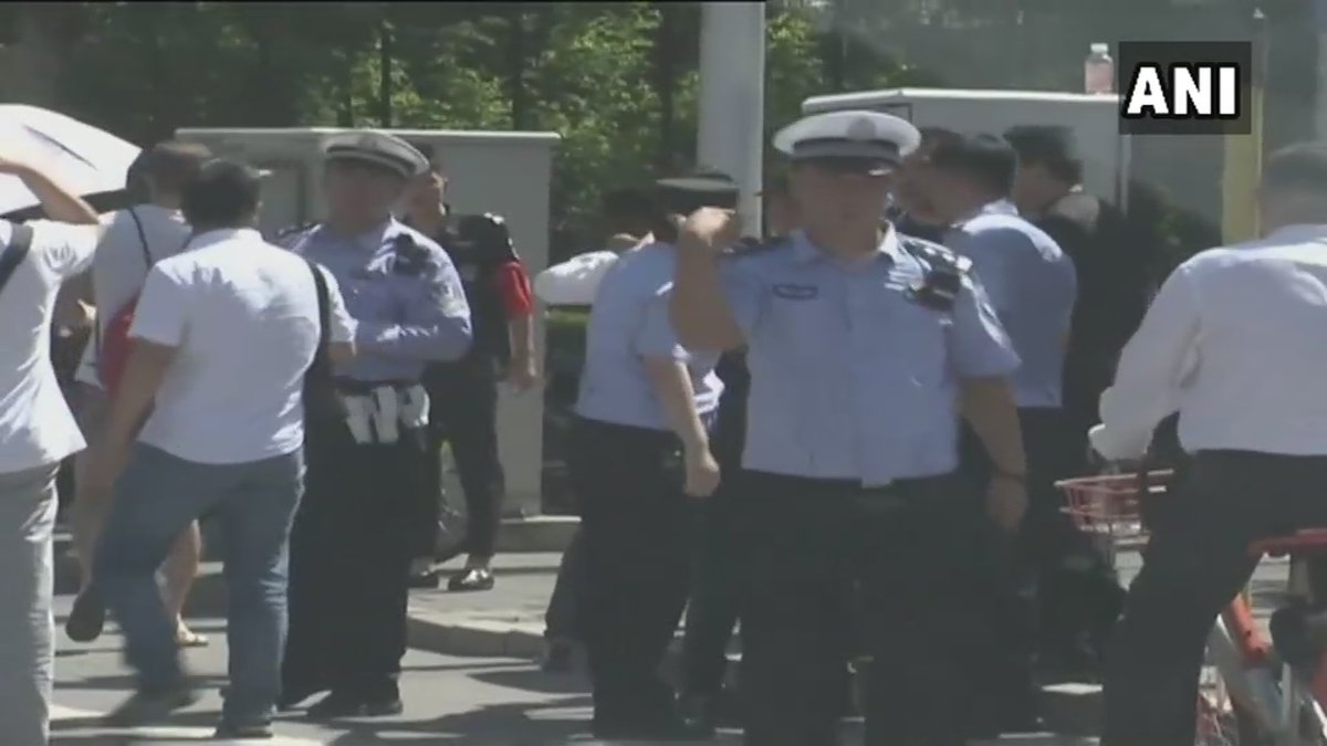 China: Visuals from outside the US Embassy in Beijing where a blast has occurred