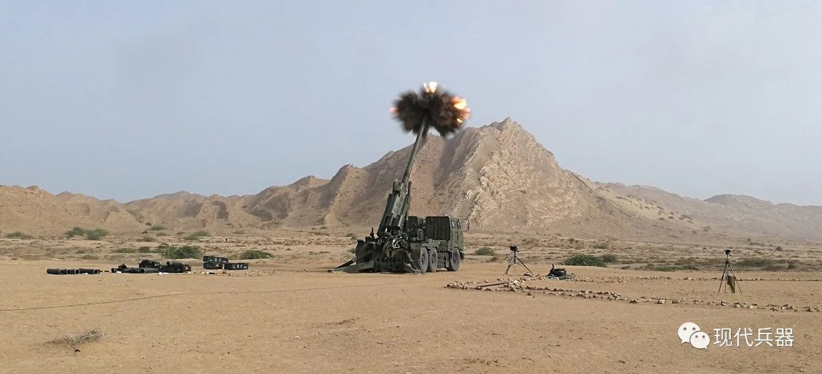 Norinco's new type 155mm self-propelled howitzer for export underwent test at a testing range.    