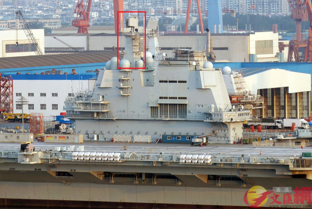 Latest Type 002 carrier update: the arresting cables have been installed   