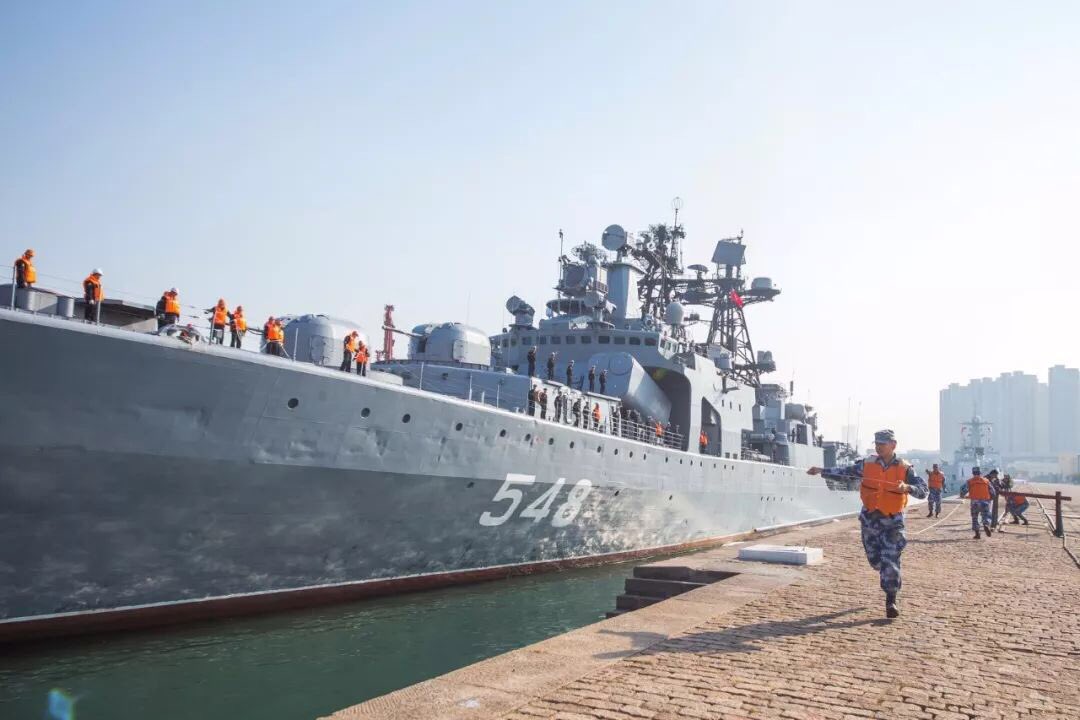 A Russian ship is visiting Qingdao, China