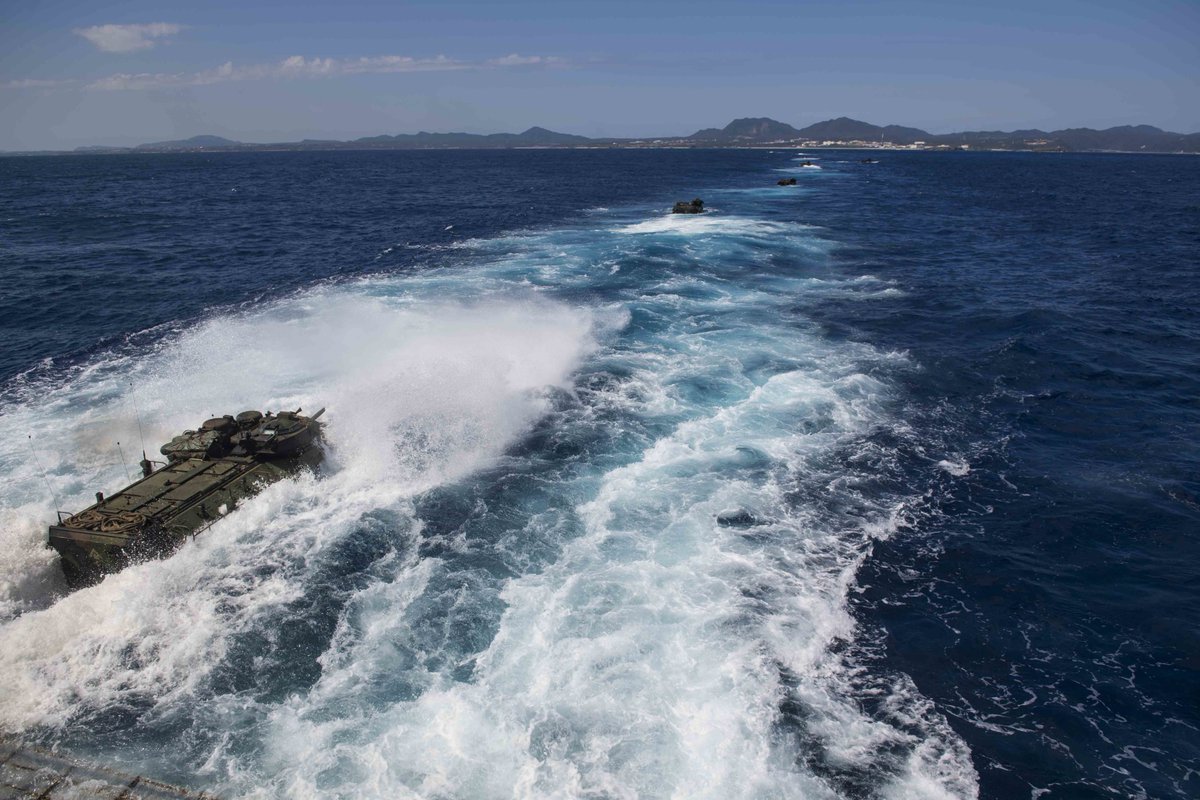 The forward-deployed @USSWaspLHD1 Amphibious Ready Group and BlueGreenTeam onboard launch amphibious and air operations while patrolling the East China Sea   