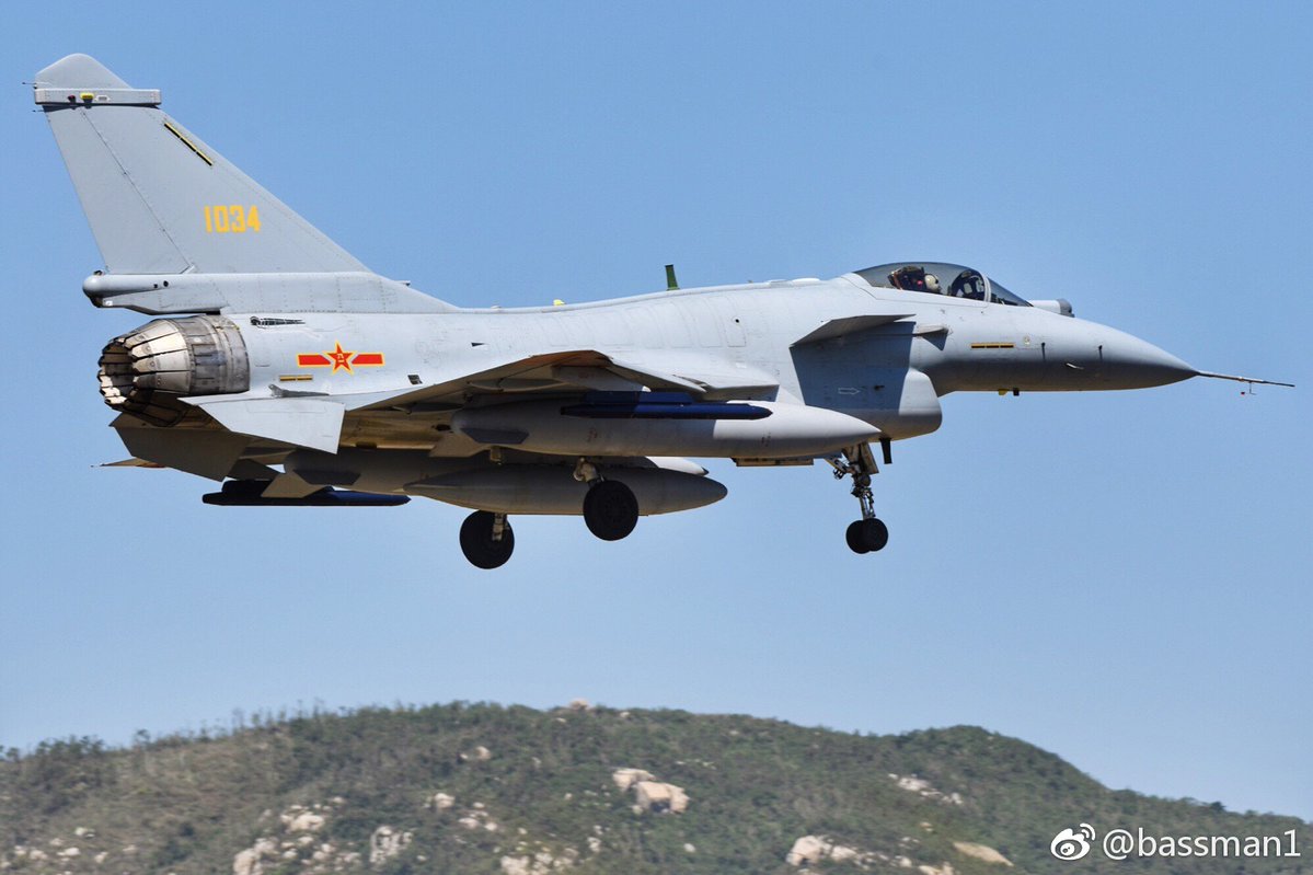 Probably the first major surprise arrived the Zhuhai this morning: the J-10B prototype 1034 modified to a TVC-testbed.   