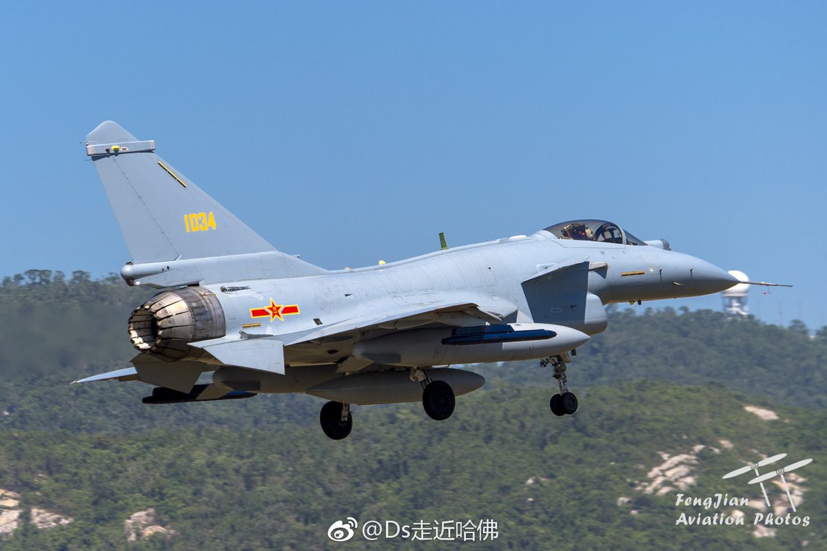 Probably the first major surprise arrived the Zhuhai this morning: the J-10B prototype 1034 modified to a TVC-testbed.   