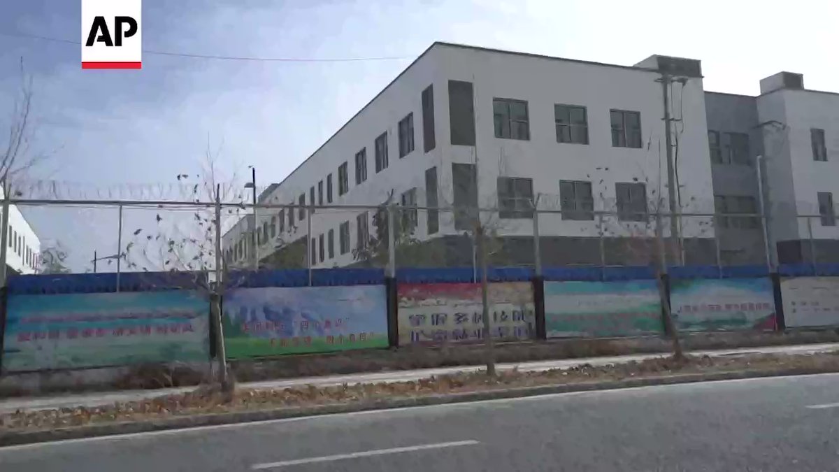 Our @AP video showing the factories in a Xinjiang internment camp that makes sportswear exported to the United States - and separately, the relatives of people who are being forced to work. See for yourself the camps and factories.   