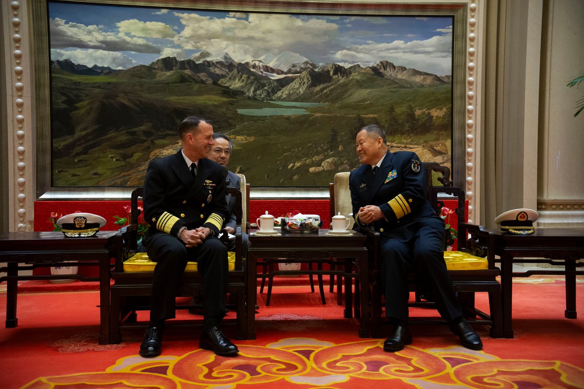 US CNO ADM Richardson met Shen Jinlong and Qiu Yanpeng, cmdr and dep cmdr of China's PLAN Navy, while on an official visit to Beijing. It was a constructive and candid discussion, CNO said.    