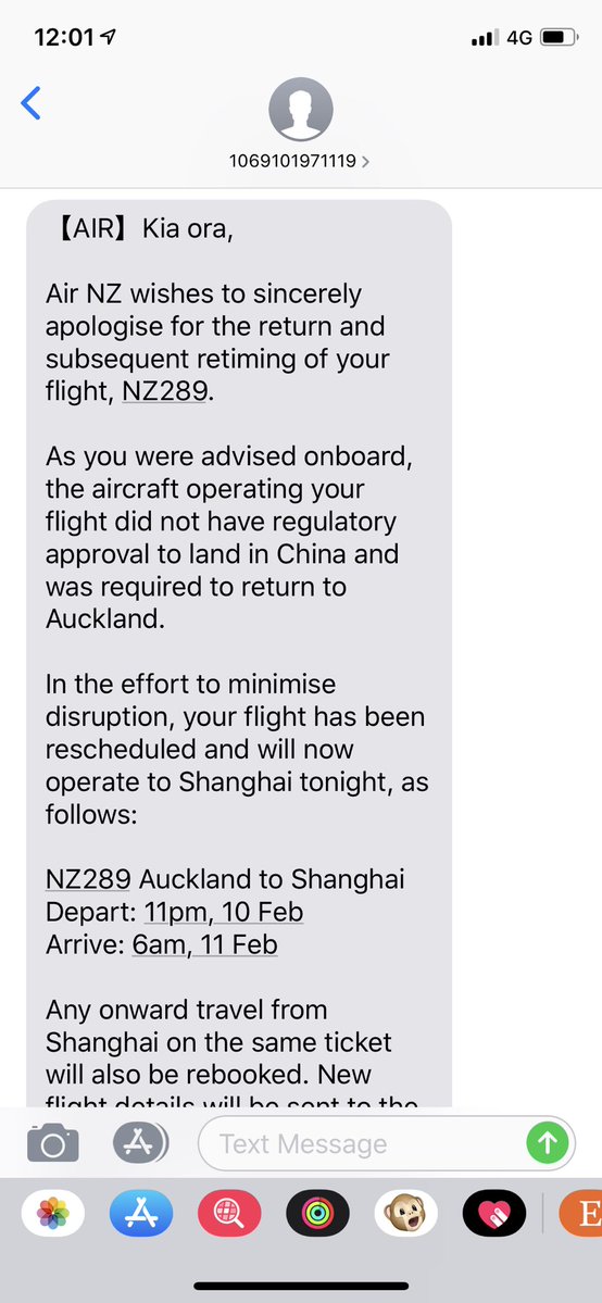 China refused to receive NZ289 from New Zealand. @FlyAirNZ: The aircraft operating flight did not have regulatory approval to land in China and was required to return to Auckland.   
