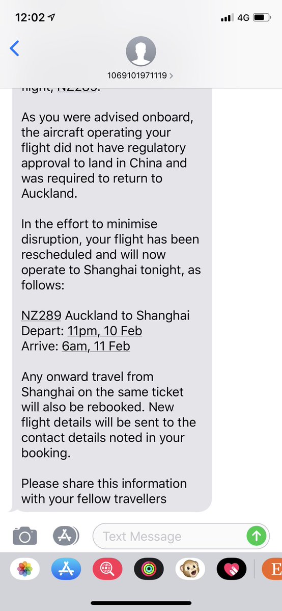 China refused to receive NZ289 from New Zealand. @FlyAirNZ: The aircraft operating flight did not have regulatory approval to land in China and was required to return to Auckland.   