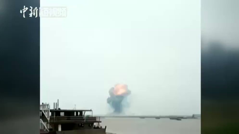 An explosion occurred at a chemical industry park in Yancheng City, east China's Jiangsu Province; fire rescuers are rush to the scene   