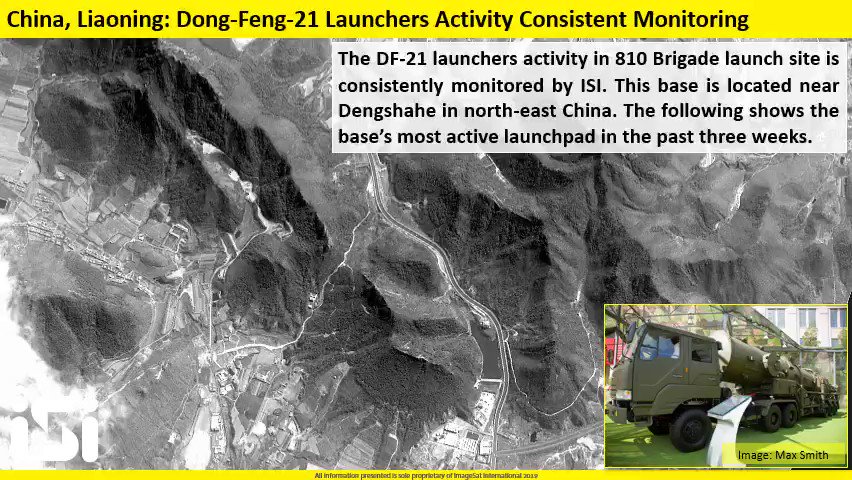The Dong-Feng-21 (DF21) launchers activity in 810 Brigade launch site is consistently monitored by ISI. This base is located near Dengshahe in Liaoning province, north-east China.  