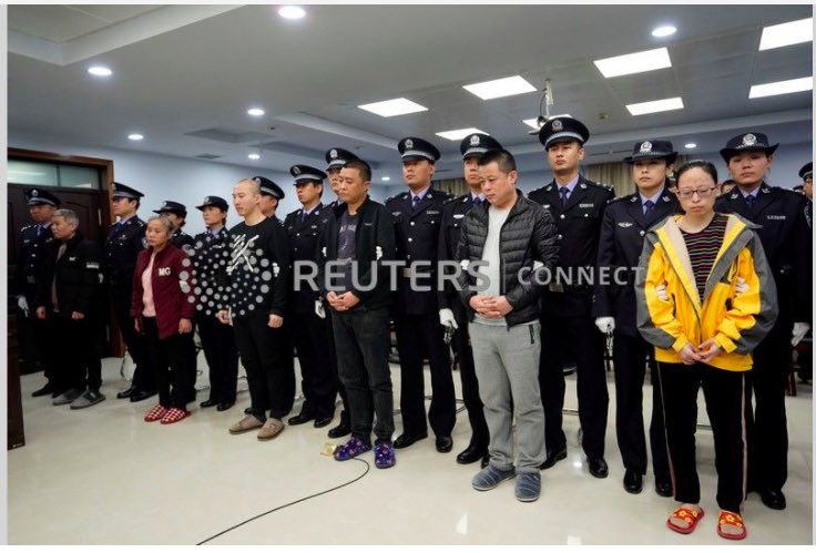 6 of the 9 people sentenced at a china court today over Fentanyl smuggling to the US, courtesy @Reuters