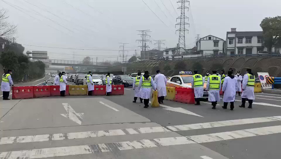 Roads leading to and from Wuhan have been blocked as the city has been placed in quarantine to try and stop the spread of the coronavirus  