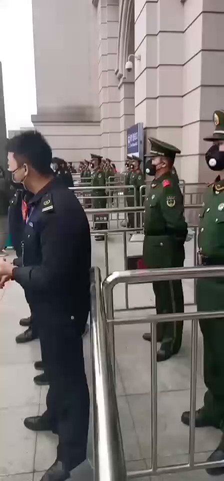 Wuhan train station completely blocked by police as the city of Wuhan has been placed in quarantine 