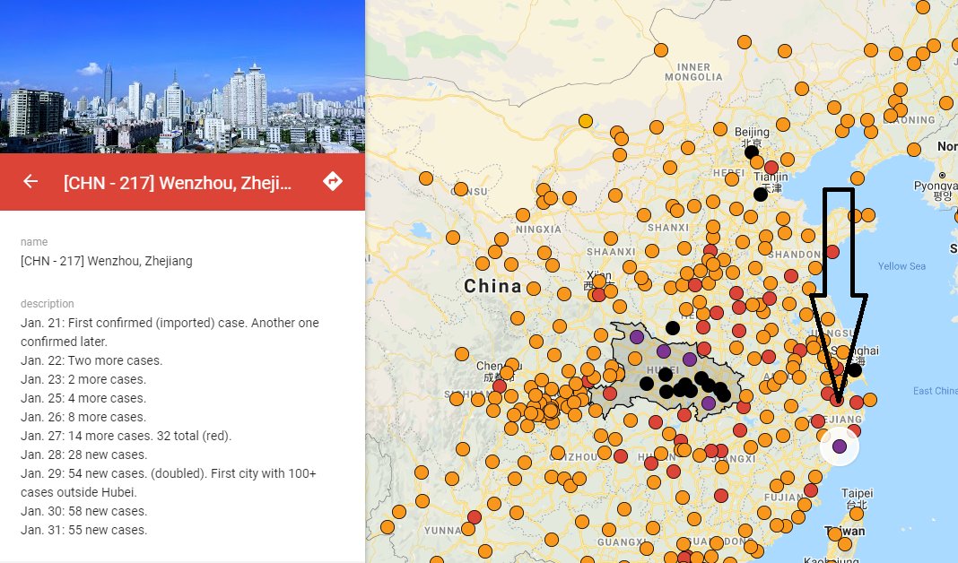 Wenzhou, a city in eastern China, has become the 1st city outside the epicenter to reach more than 200 confirmed cases of coronavirus, according to the BNO tracker