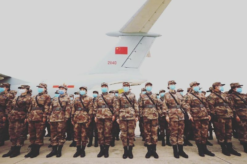 Heavy military deployment at Wuhan airport
