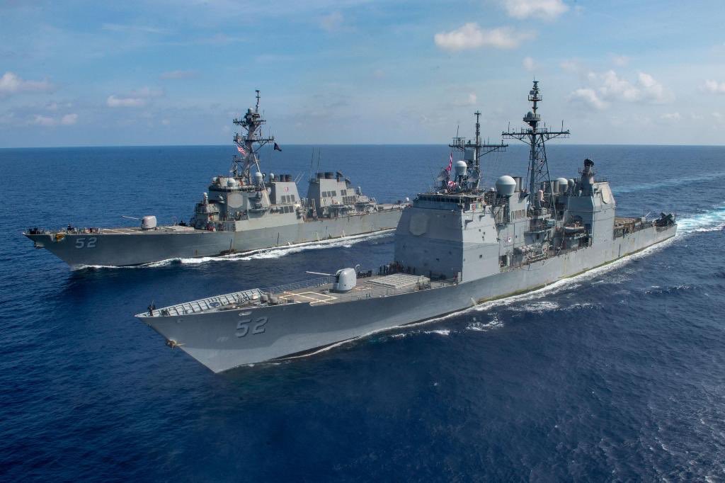 U.S. Navy sends three warships to South China Sea: USS America, an amphibious assault ship, as well as the cruiser Bunker Hill and destroyer Barry