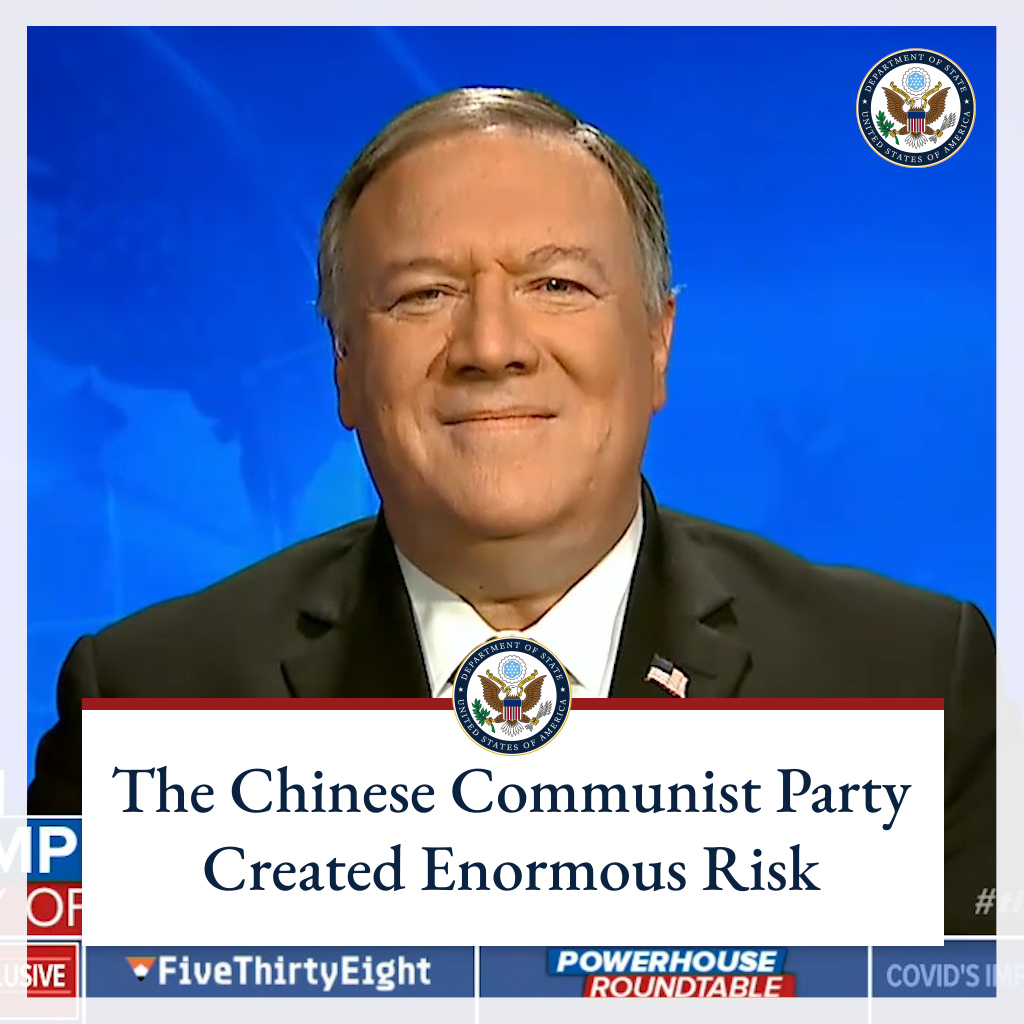 .@SecPompeo on COVID19: We can confirm that the Chinese Communist Party did all that it could to make sure that the world didn't learn in a timely fashion about what was taking place. It's the way the Communist Party has operated. That created enormous risk