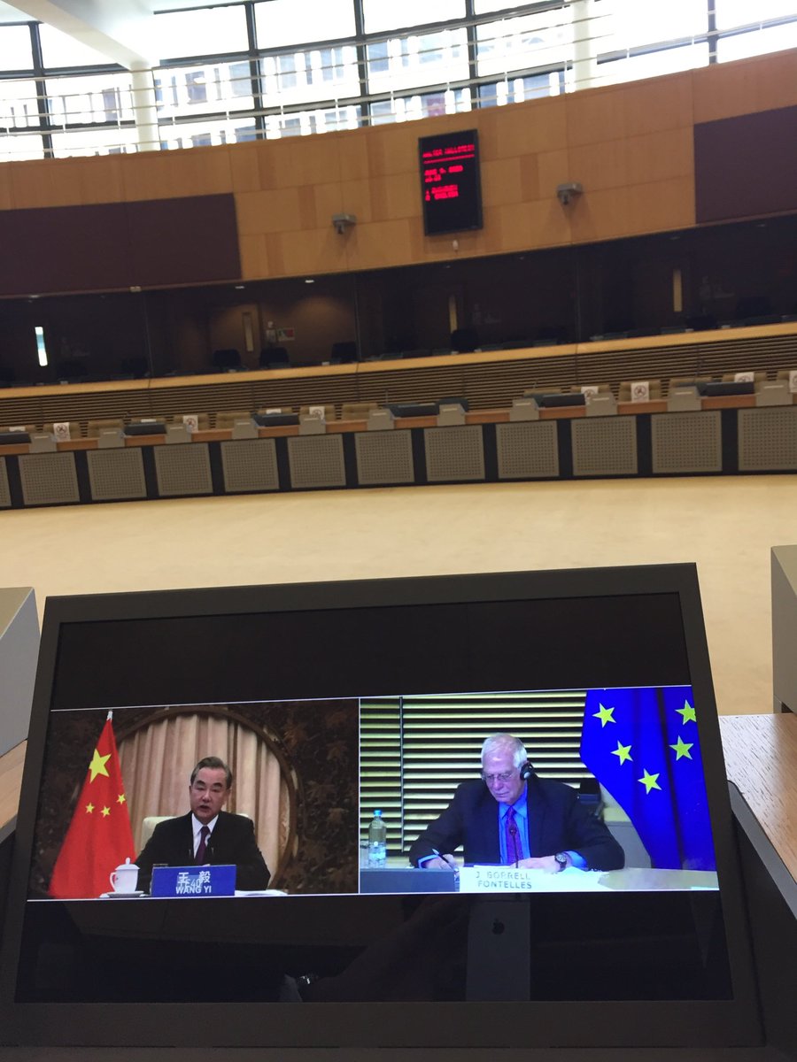 Intensive EU/China Strategic Dialogue underway between HRVP Josep Borrell and Foreign Minister Wang Yi on bilateral relations, international impact of Covid19 and regional issues, preparing also for future summit