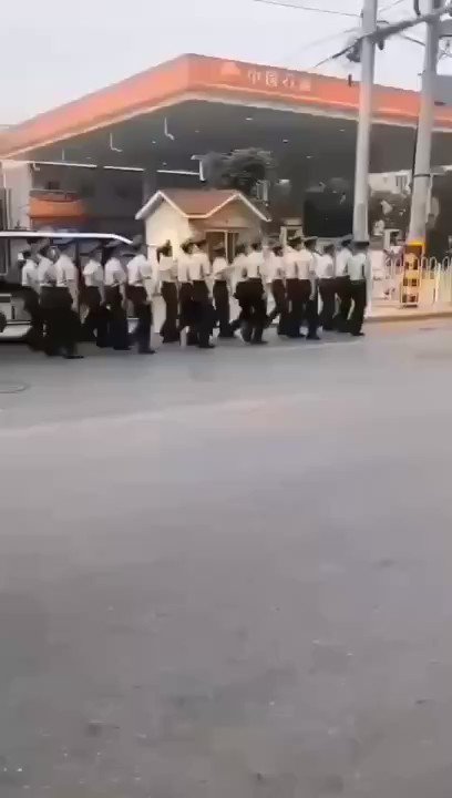 Here are some of the clips of the People's Armed Police marching into XinFaDi wholesale market earlier today. Look at the numbers. 