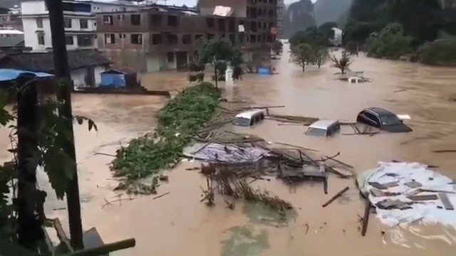 Five people died in China after storms triggered major floods that caused destruction across the southern region of the country.
