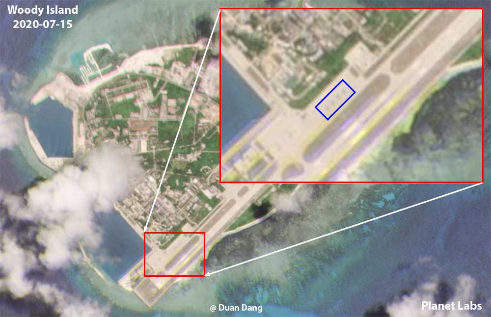 At least four Chinese fighter jets spotted on Woody Island (Paracel Islands) in the South China Sea on 15 July