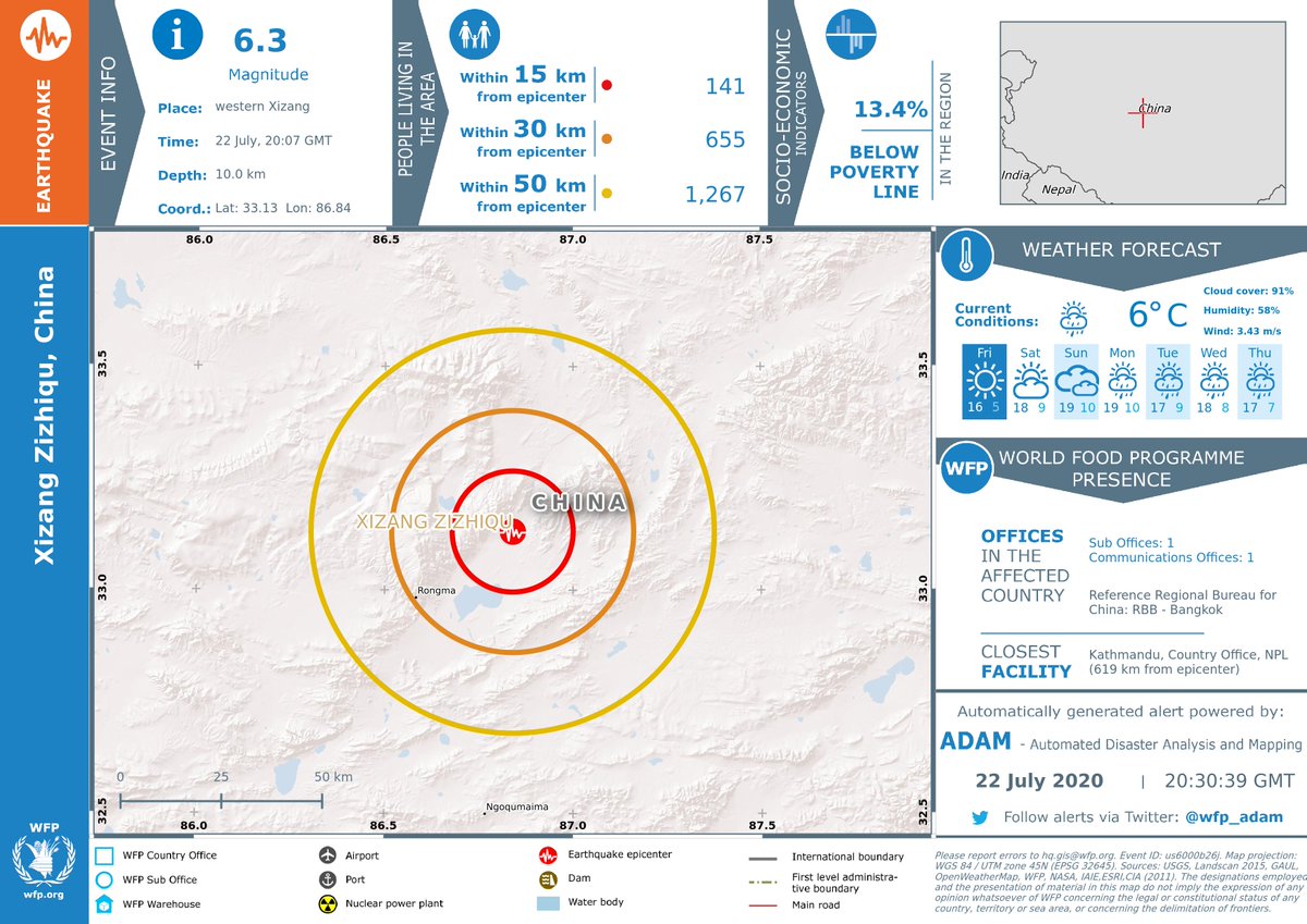 Earthquake in Xizang Zizhiqu, China (23m ago). western Xizang. Magnitude: 6.3 Depth: 10.0