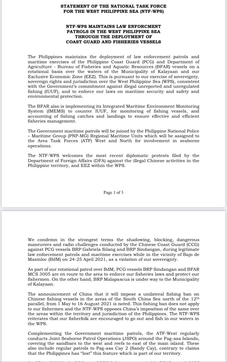 Chinese militia vessels were recently spotted in Sabina Shoal, located 130nm west of Puerto Princesa