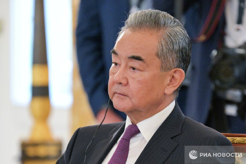 Putin holds a meeting with Chinese Foreign Minister Wang Yi at the Constantine Palace. The minister came to St. Petersburg for a meeting of BRICS representatives overseeing security issues.