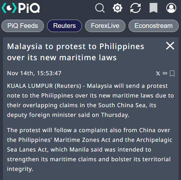 Malaysia to file protest against Philippines' new maritime laws over South China Sea claims