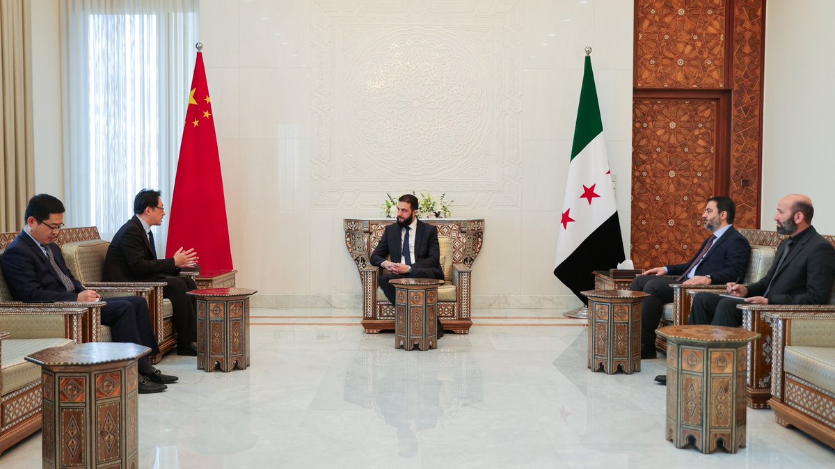 Ahmad al-Shar’a meets with China’s Ambassador to Syria today