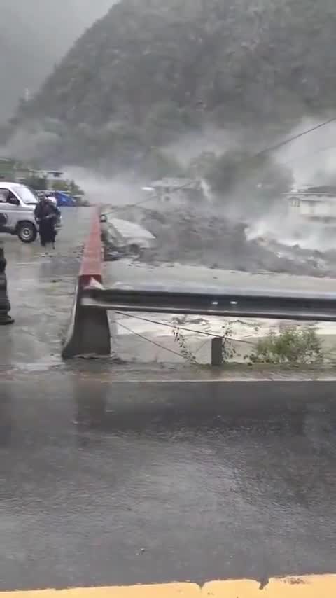 A  mudslide destroyed a village in Danba county, China yesterday. Fortunately everyone was evacuated beforehand so no casualties