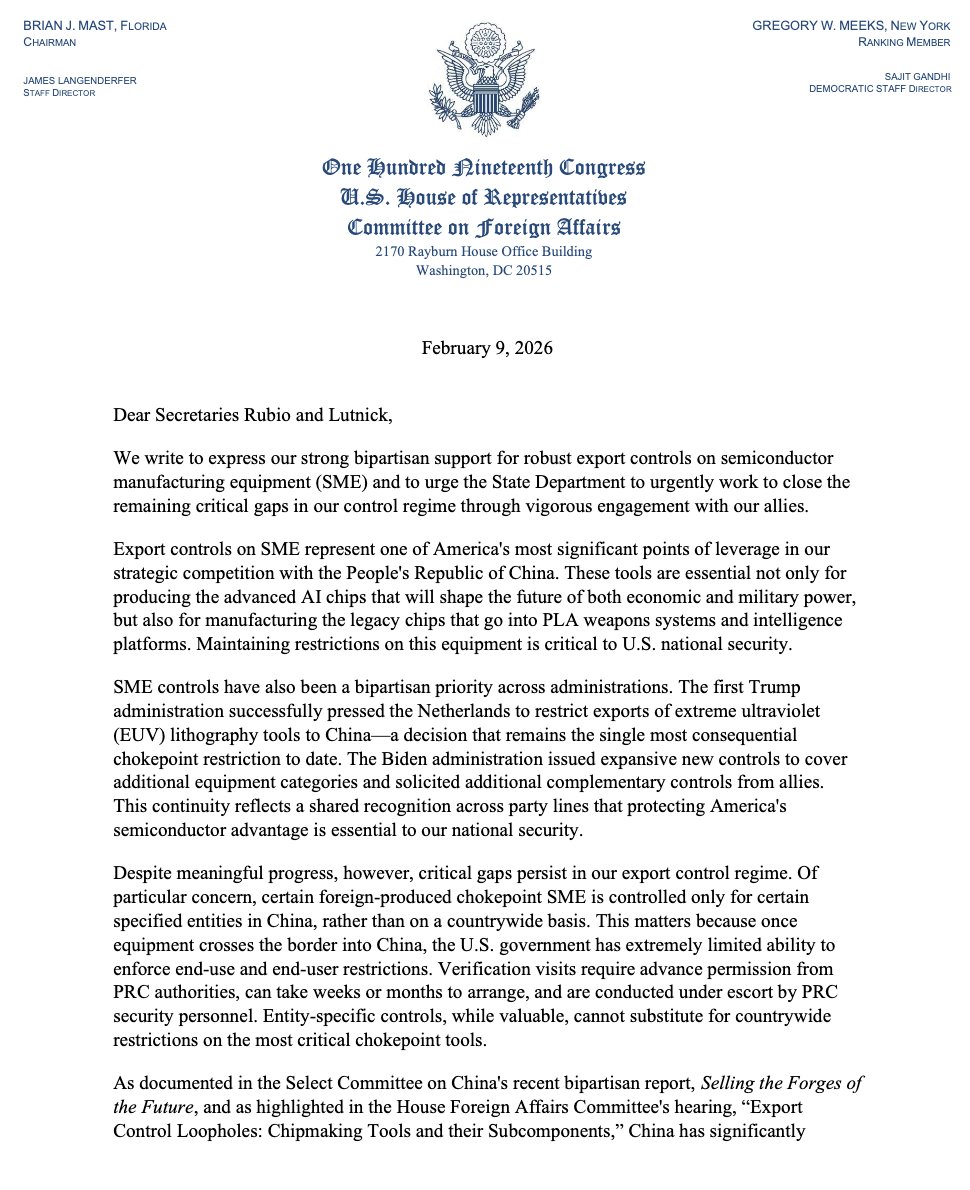 U.S. lawmakers urge Rubio, Lutnick, to tighten ‘chokepoint’ chip tool exports to ChinannBipartisan group warns of ‘narrowing window’ to restrict Beijing’s access to advanced semiconductor tech as Dutch equipment imports surge