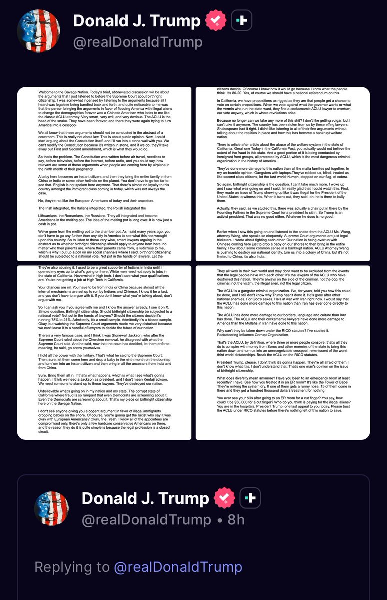 Trump in a detailed note, posted on Truth Social on the issue of citizenship compares China & India as hellhole